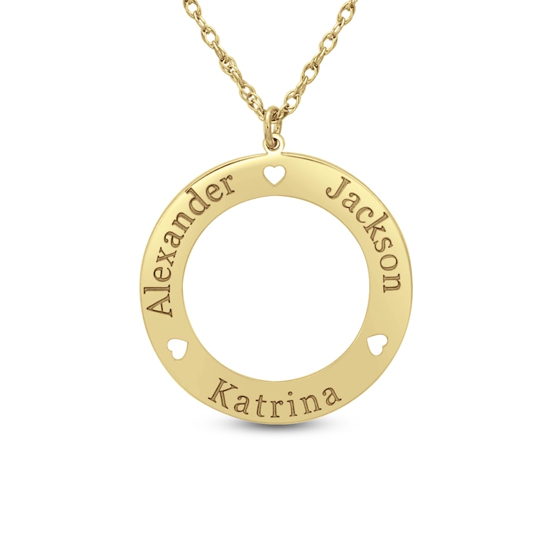 Main Image 1 of Engravable Loop Pendant Necklace 10K Yellow Gold 24mm 18" Adj.