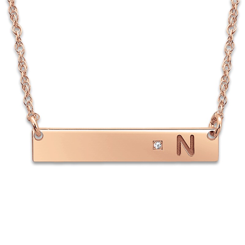 Main Image 1 of Bar Necklace Diamond Accent 14K Rose Gold 18"