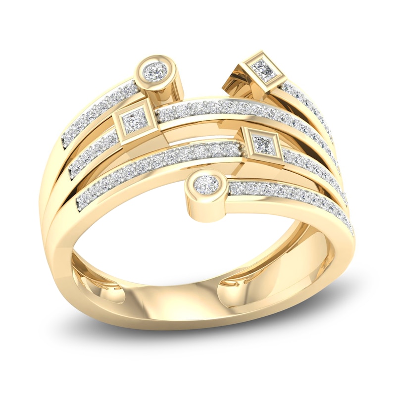 Diamond Stackable Ring 1/4 ct tw Round/Princess 14K Yellow Gold