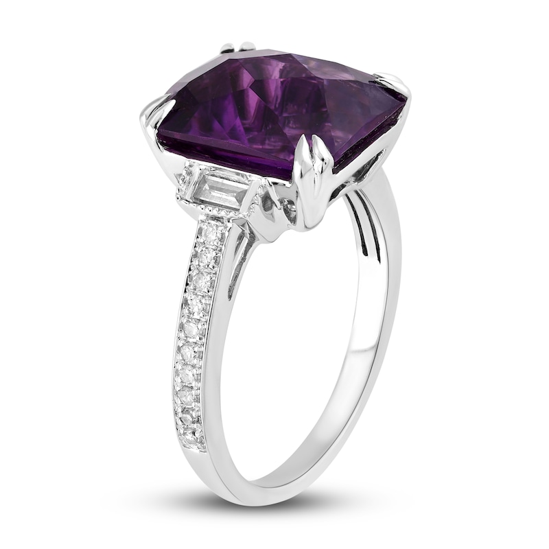 Main Image 2 of Natural Amethyst Engagement Ring 1/5 ct tw Diamonds 14K White Gold