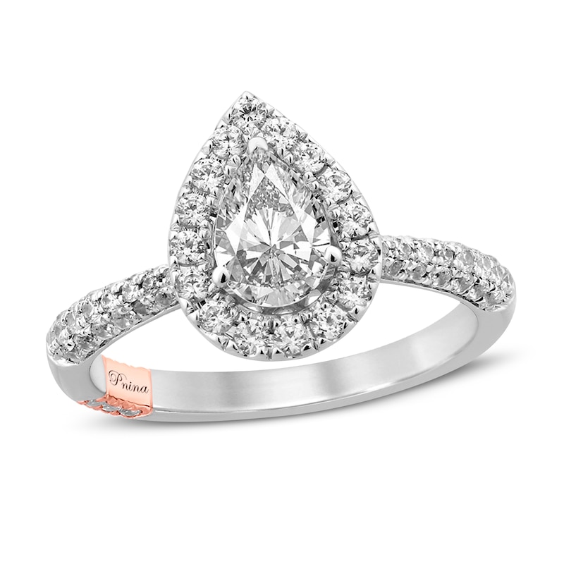 Pnina Tornai Ocean of Love Diamond Engagement Ring 1-3/8 ct tw Pear-shaped/Round 14K White Gold