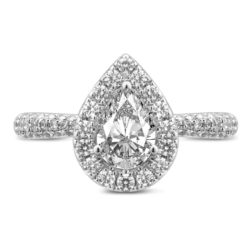 Pnina Tornai Ocean of Love Diamond Engagement Ring 1-3/8 ct tw Pear-shaped/Round 14K White Gold