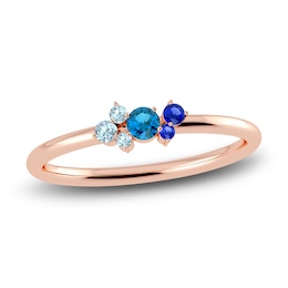 Juliette Maison Natural Aquamarine, Blue Zircon. Blue Sapphire Constellation Ring 10K Rose Gold