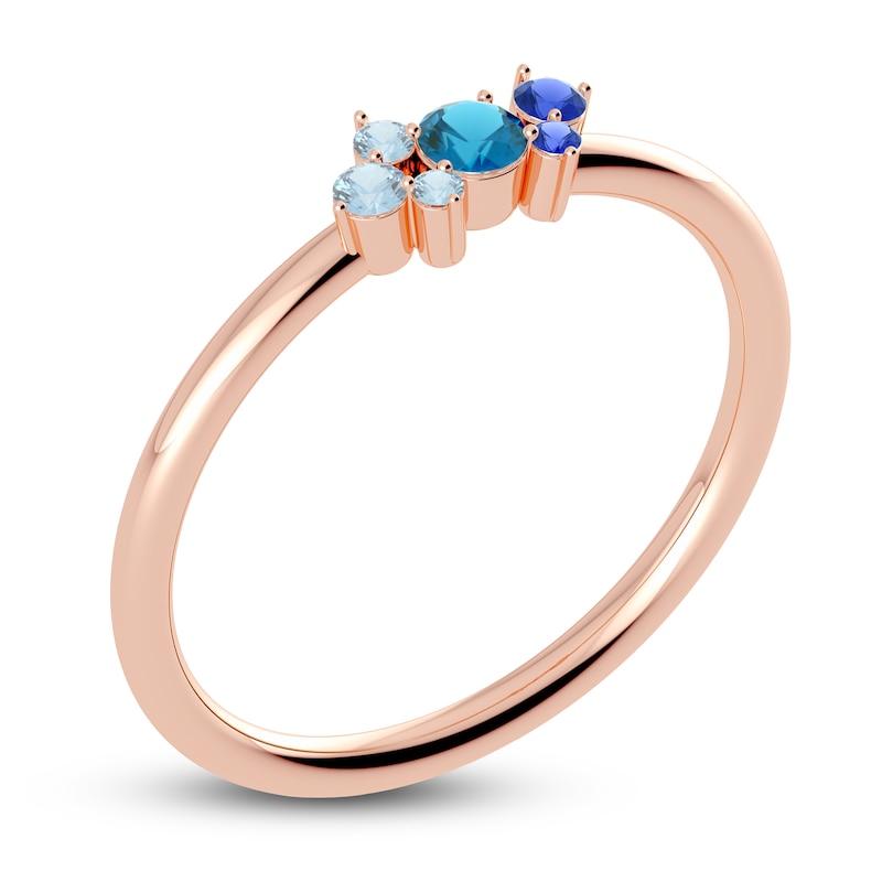 Main Image 2 of Juliette Maison Natural Aquamarine, Blue Zircon. Blue Sapphire Constellation Ring 10K Rose Gold