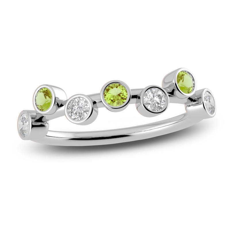 Main Image 1 of Juliette Maison Natural White Sapphire & Natural Peridot Ring 10K White Gold