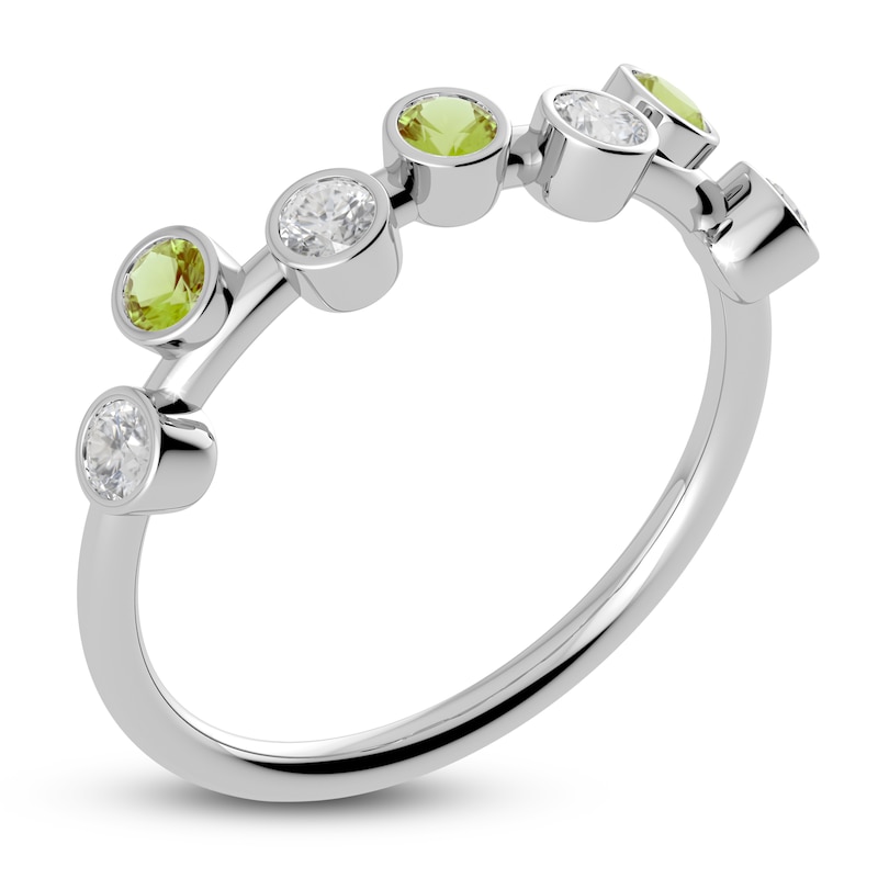 Main Image 2 of Juliette Maison Natural White Sapphire & Natural Peridot Ring 10K White Gold