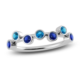 Juliette Maison Natural Blue Sapphire & Natural Blue Zircon Ring 10K White Gold