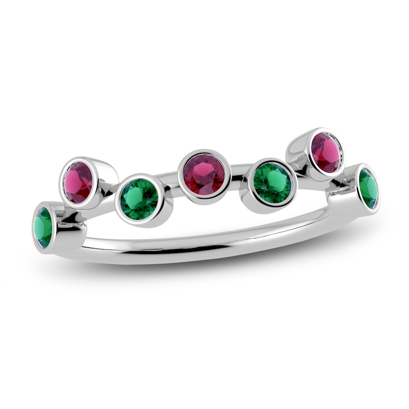 Main Image 1 of Juliette Maison Natural Rhodolite Garnet & Natural Emerald Ring 10K White Gold