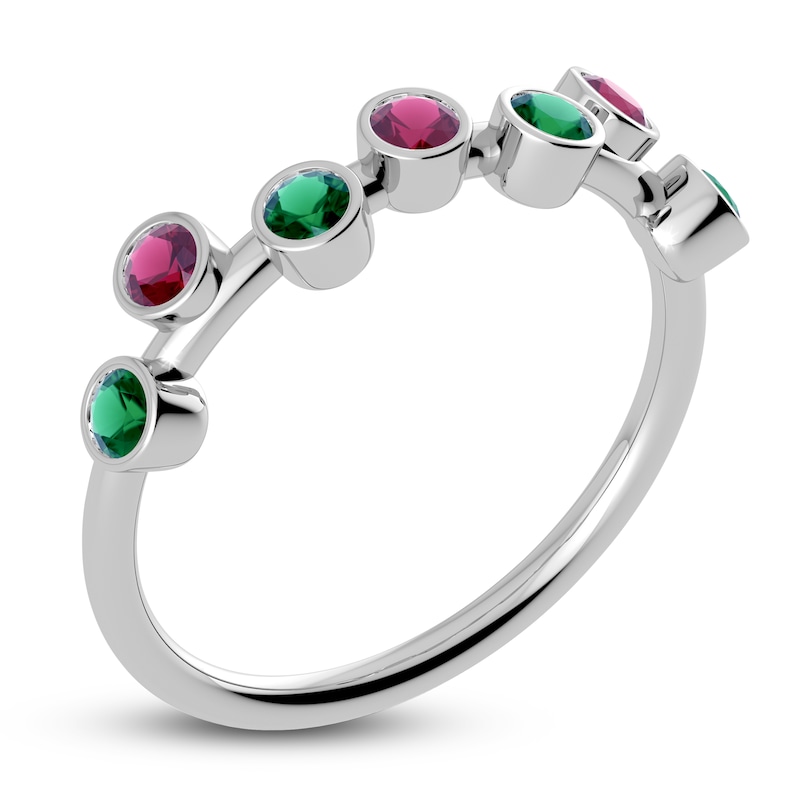 Main Image 2 of Juliette Maison Natural Rhodolite Garnet & Natural Emerald Ring 10K White Gold