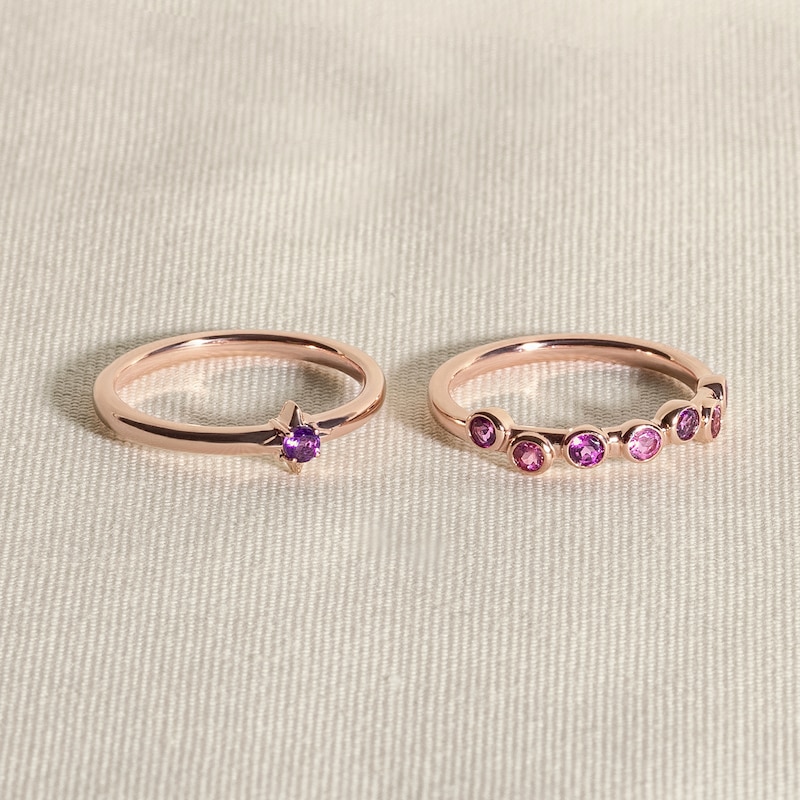Main Image 4 of Juliette Maison Natural Rhodolite Garnet & Natural Ruby Ring 10K White Gold