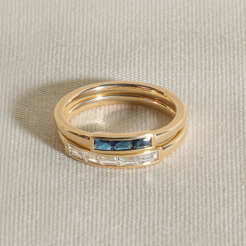 Main Image 4 of Juliette Maison Natural Peridot Baguette Bar Ring 10K Rose Gold