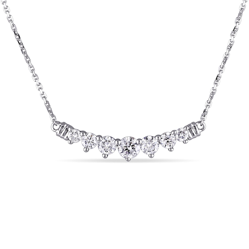 Main Image 1 of Diamond Bar Necklace 3/4 ct tw Round 14K White Gold 17"