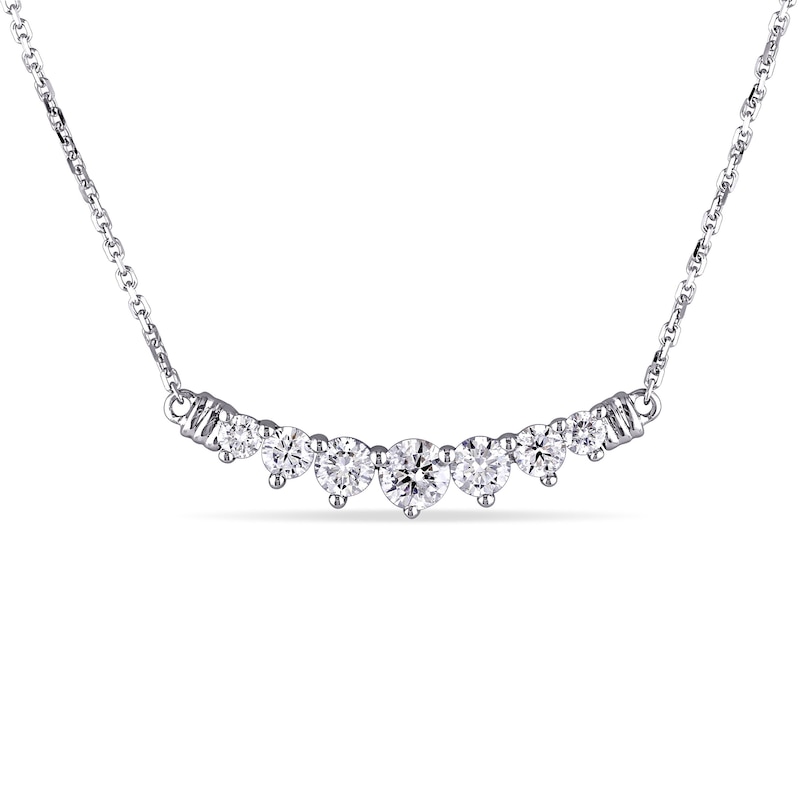 Diamond Bar Necklace 3/4 ct tw Round 14K White Gold 17