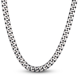 Curb Link Necklace Sterling Silver 24" 9mm