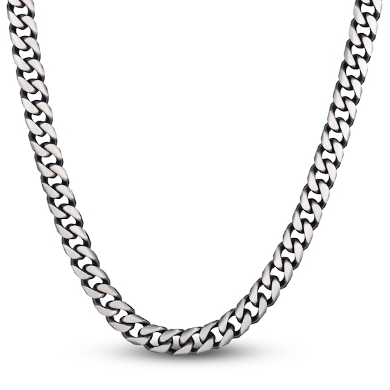 Curb Link Necklace Sterling Silver 24" 9mm