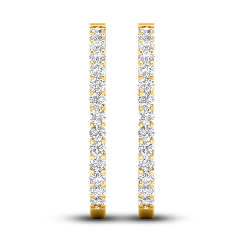 Lab-Created Diamond Hoop Earrings 10 ct tw Round 10K Yellow Gold