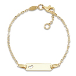 Children's ID Heart Bracelet 14K Yellow Gold 6"