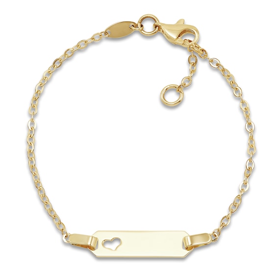 Children's ID Heart Bracelet 14K Yellow Gold 6"
