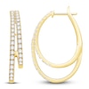 Thumbnail Image 1 of Diamond Double Hoop Earrings 1-1/2 ct tw Round 14K Yellow Gold
