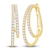 Thumbnail Image 1 of Diamond Double Hoop Earrings 1-1/2 ct tw Round 14K Yellow Gold