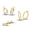 Ball and Hoop Earring Set 14K Yellow Gold