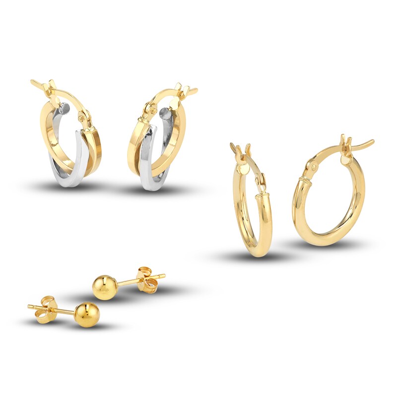 Ball and Hoop Earring Set 14K Yellow Gold