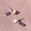 Thumbnail Image 4 of Juliette Maison Natural Ruby Baguette and Freshwater Cultured Pearl Earrings 10K White Gold