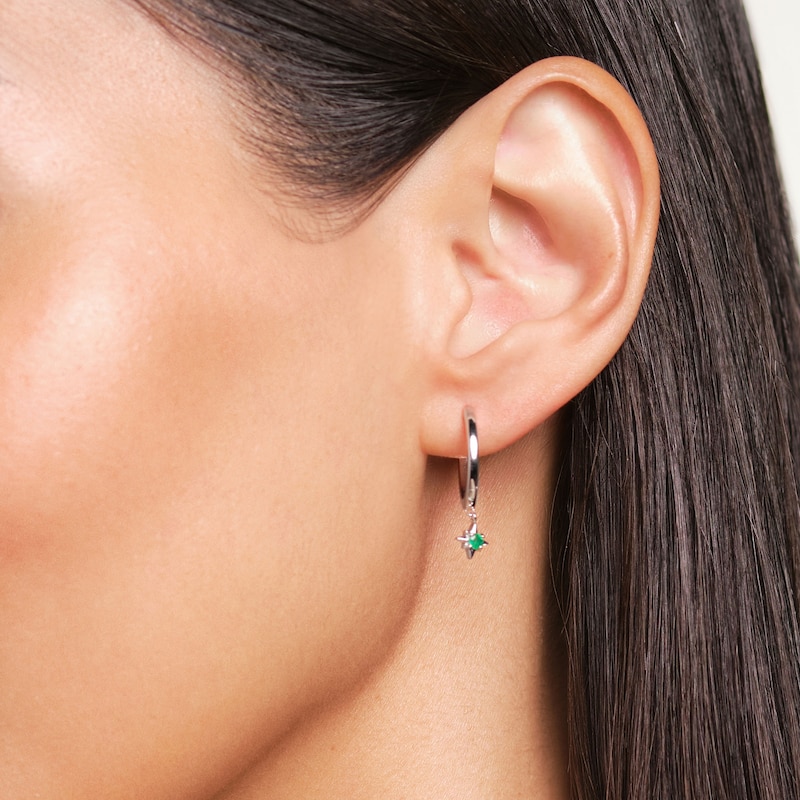 Juliette Maison Natural Emerald Starburst Drop Earrings 10K Yellow Gold