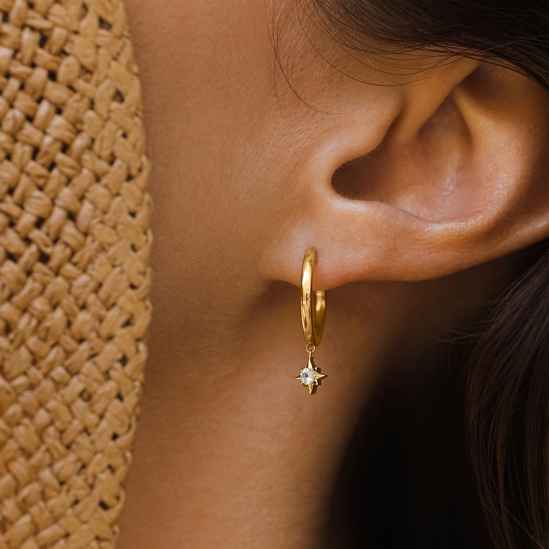 Juliette Maison Natural Emerald Starburst Drop Earrings 10K Yellow Gold