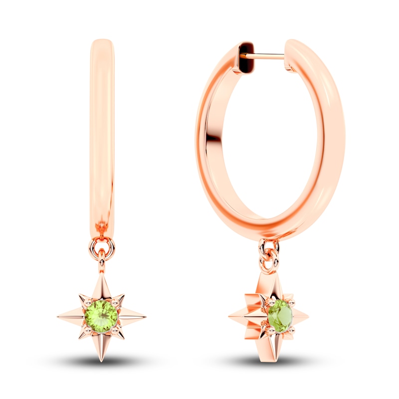 Main Image 1 of Juliette Maison Natural Peridot Starburst Drop Earrings 10K Rose Gold