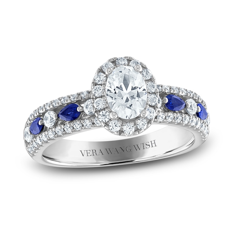 Vera Wang WISH Diamond & Blue Sapphire Engagement Ring 1 ct tw Round