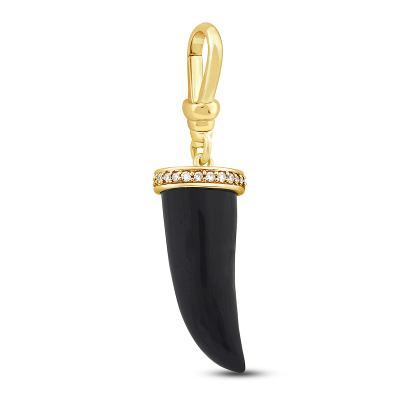 Main Image 2 of Charm'd by Lulu Frost 10K Yellow Gold 1/10 ct tw Diamond Halo 15MM Black Agate Fearless Charm