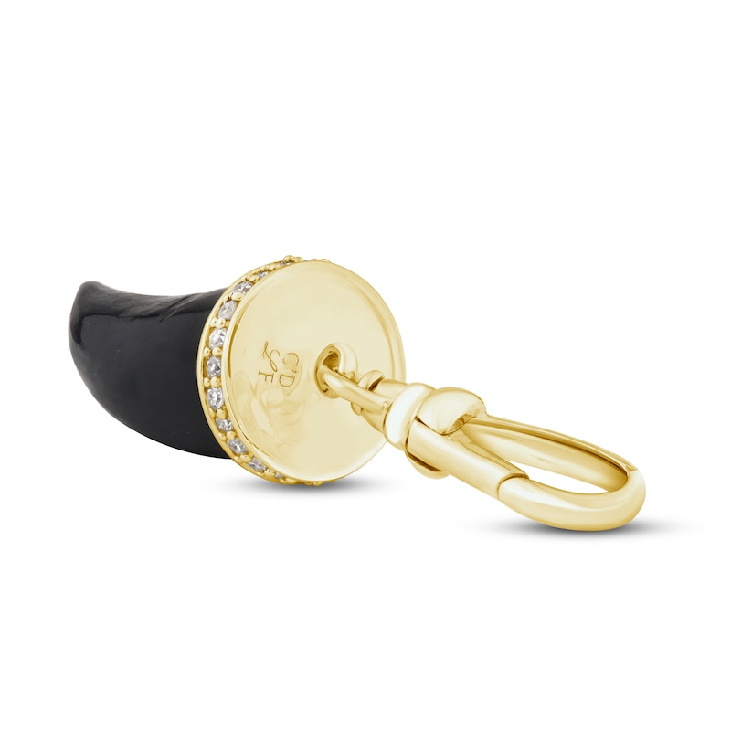 Charm'd by Lulu Frost 10K Yellow Gold 1/10 ct tw Diamond Halo 15MM Black Agate Fearless Charm