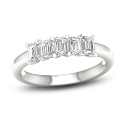 Diamond 5-Stone Anniversary Band 1 ct tw Emerald 14K White Gold