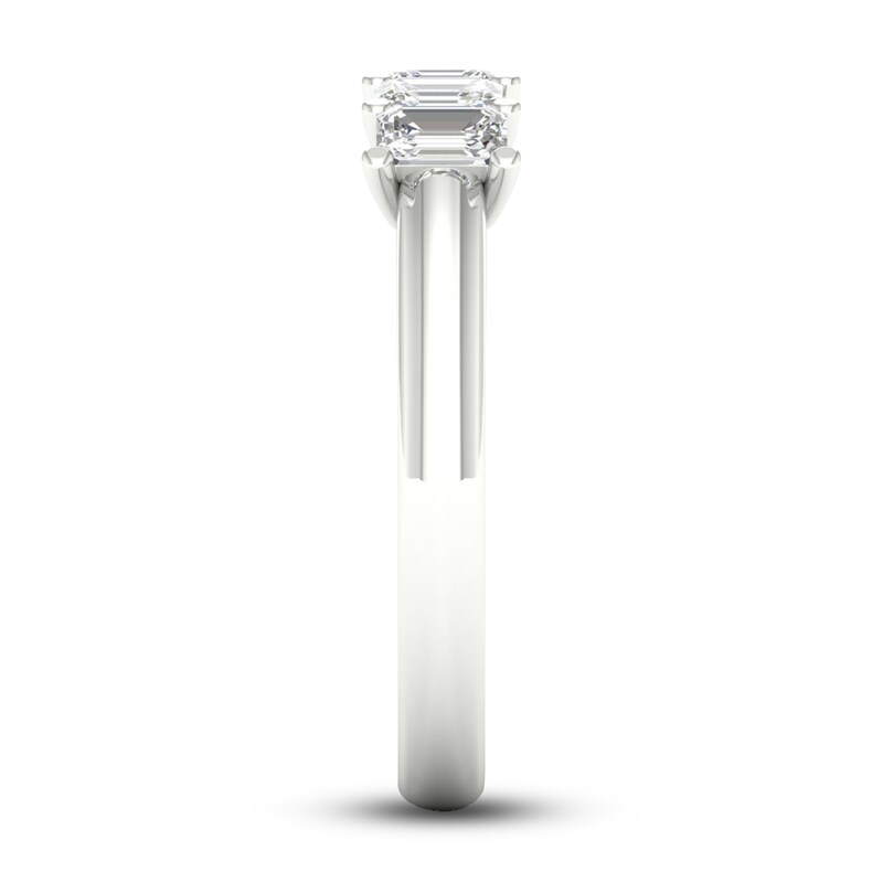 Main Image 3 of Diamond 5-Stone Anniversary Band 1 ct tw Emerald 14K White Gold