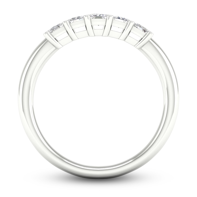 Main Image 4 of Diamond 5-Stone Anniversary Band 1 ct tw Emerald 14K White Gold