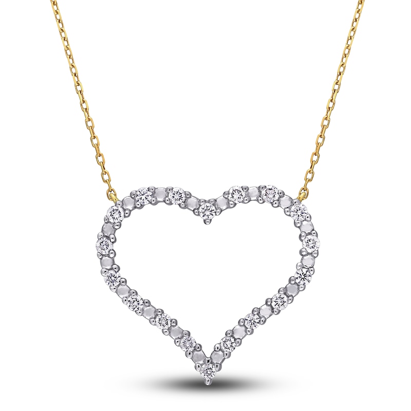 Main Image 1 of Diamond Heart Necklace 3/8 ct tw Round 10K Yellow Gold 17"