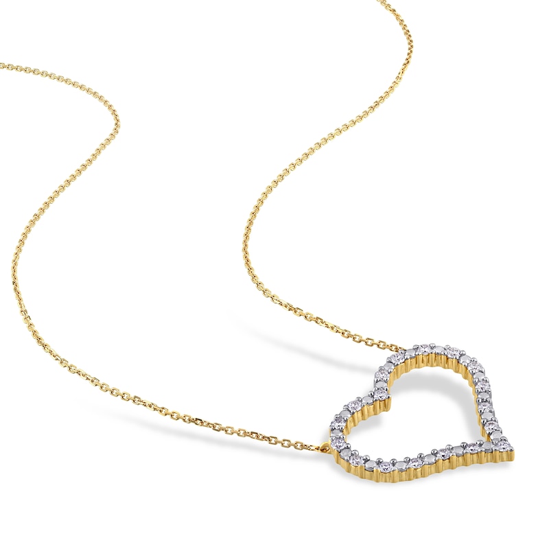 Main Image 2 of Diamond Heart Necklace 3/8 ct tw Round 10K Yellow Gold 17"