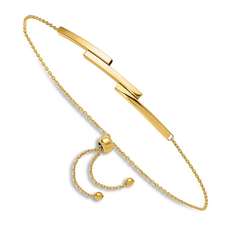 Main Image 1 of High-Polish Bar Bolo Bracelet 14K Yellow Gold 7.5"