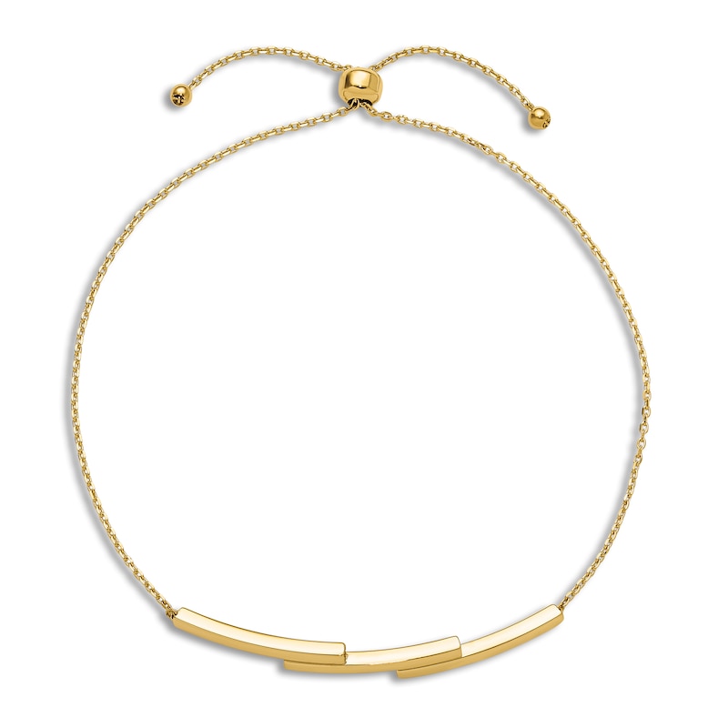 Main Image 2 of High-Polish Bar Bolo Bracelet 14K Yellow Gold 7.5"