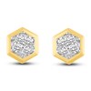 Diamond Hexagon Earrings 1/2 ct tw Round 10K Yellow Gold