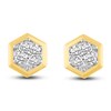 Diamond Hexagon Earrings 1/2 ct tw Round 10K Yellow Gold