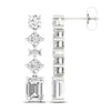 Thumbnail Image 1 of Lab-Grown Diamond Drop Earrings 3-1/2 ct tw Round/ Baguette/Princess/Emerald 14K White Gold
