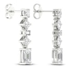 Thumbnail Image 2 of Lab-Created Diamond Drop Earrings 3-1/2 ct tw Round/ Baguette/Princess/Emerald 14K White Gold