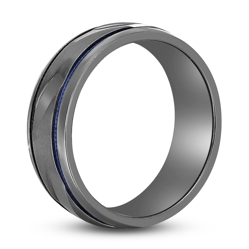 Men's Wedding Band Black Zirconium/Blue Ion-Plating 8.0mm