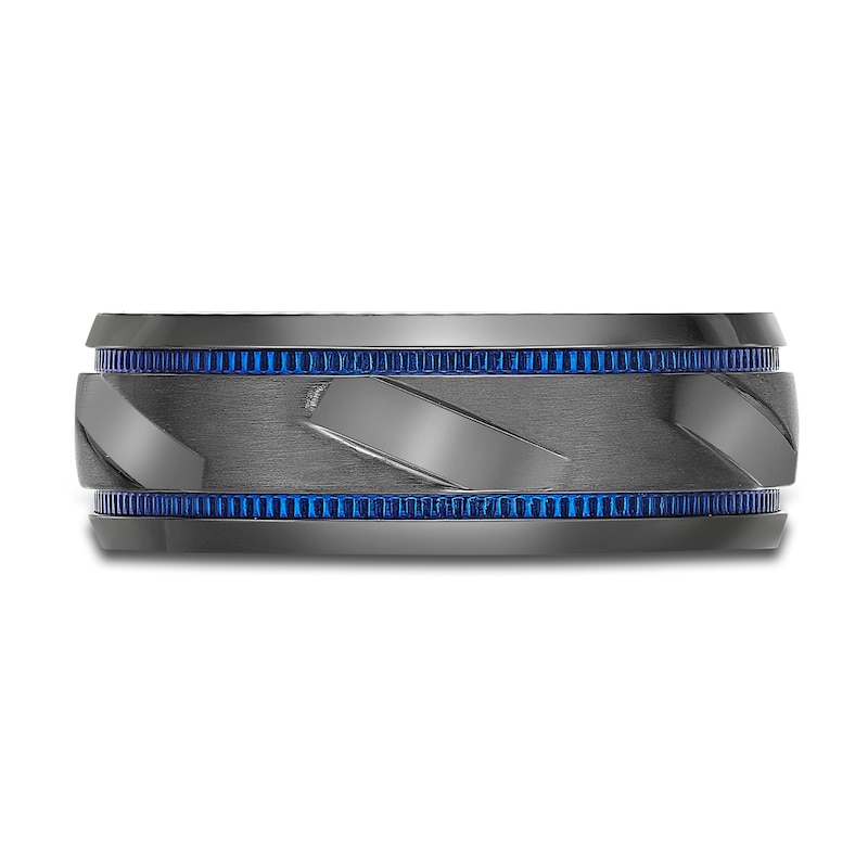 Men's Wedding Band Black Zirconium/Blue Ion-Plating 8.0mm