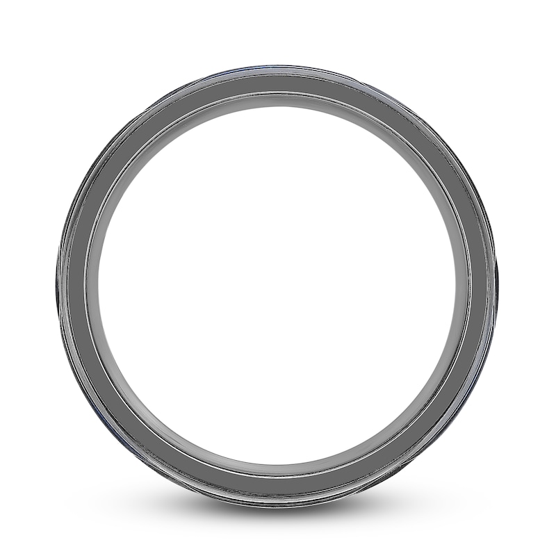 Main Image 4 of Men's Wedding Band Black Zirconium/Blue Ion-Plating 8.0mm