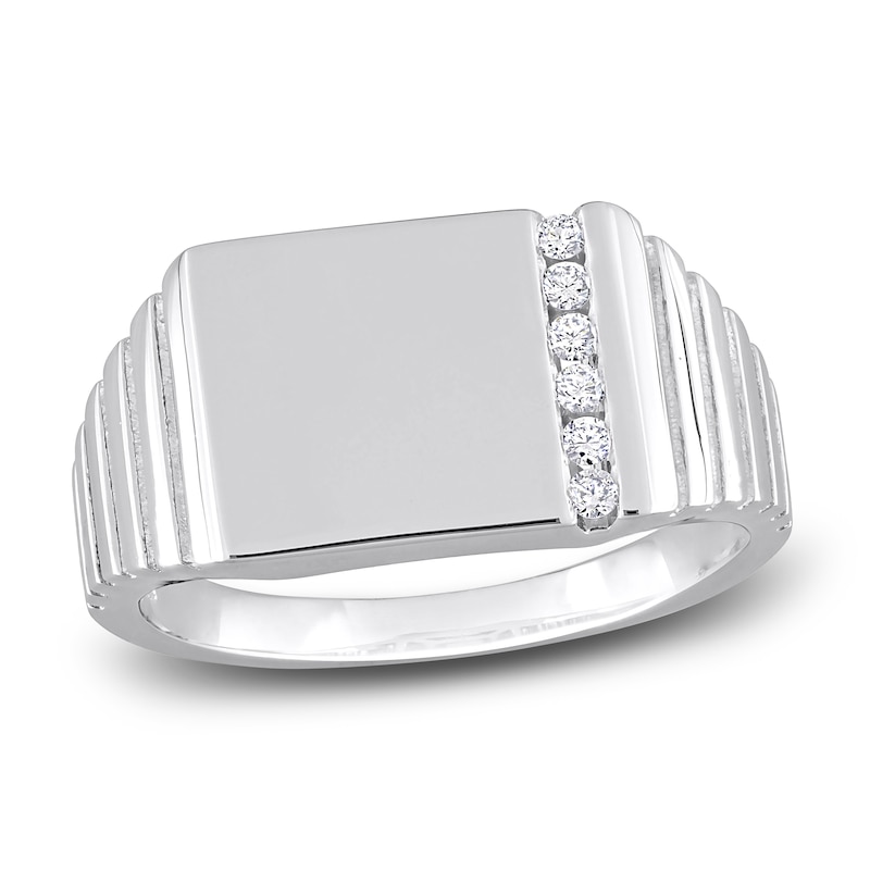 Main Image 1 of Men's Diamond Ring 1/10 ct tw Round Sterling Silver