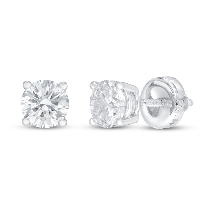 Lab-Created Diamond Solitaire Earrings 1 ct tw Round 14K White Gold (SI2/F)