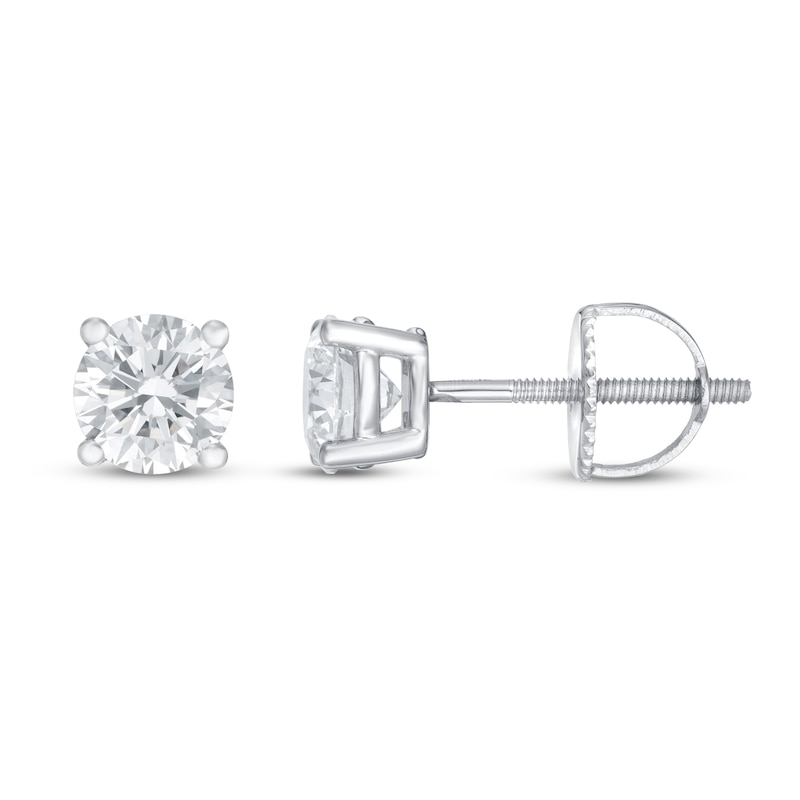 Main Image 2 of Lab-Grown Diamond Solitaire Earrings 1 ct tw Round 14K White Gold (SI2/F)